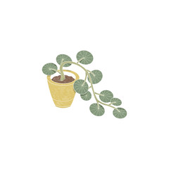 Cute houseplant on a white background. Hand painted image.