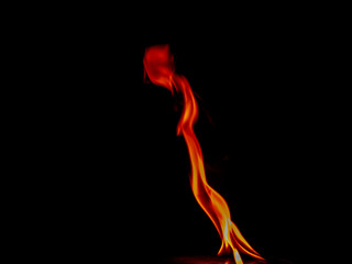 Fire flames on black background