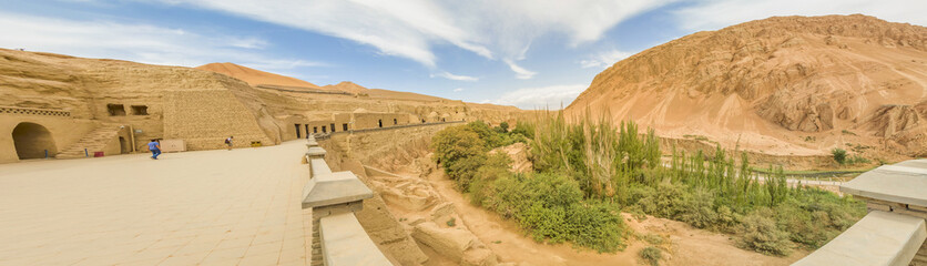 Turpan, China - composed by 77 rock-cut caves, each with the ceiling covered with Buddha murals, the Bezeklik Caves are among the main attractions of Turpan prefecture