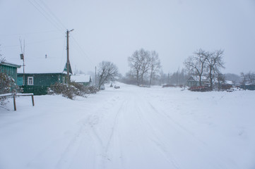 Fototapeta na wymiar Winter view of the village of Zavidovo, Tver region, Russia.