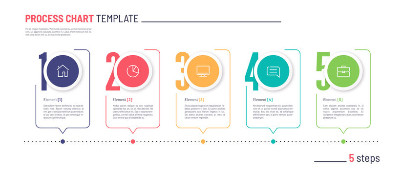Vector infographic numbered process chart template. Five steps