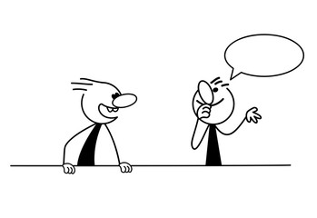 Two stick man talking.  Vector illustration.