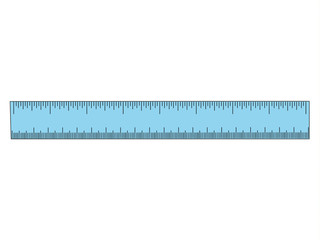 Ruler blue realistic vector illustration isolated
