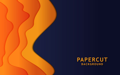 Orange abstract background in paper cut style.