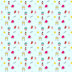 seamless pattern with birds and hearts