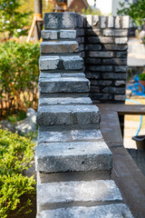 Wall stacking with gray vintage bricks