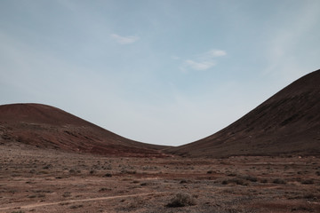 Desert on a background of mountains