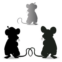 Rat collection, silhouette for new year 2020 design, on a white background
