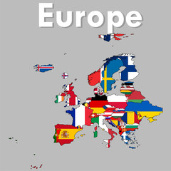 Obraz premium Vector map of Europe separate layers and names clearly, easy to use, illustration.