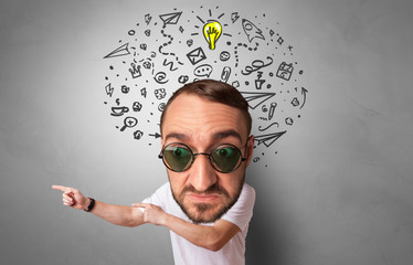 Funny big head on small body with management concept