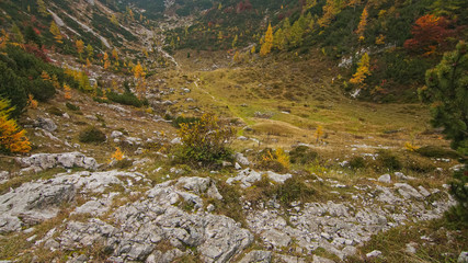 Beautiful view of Julian Alps. Colorful autumn scene of mountain range. Beauty of nature concept background.