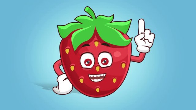 Cartoon Strawberry Face Animation Think and Idea with Alpha Matte