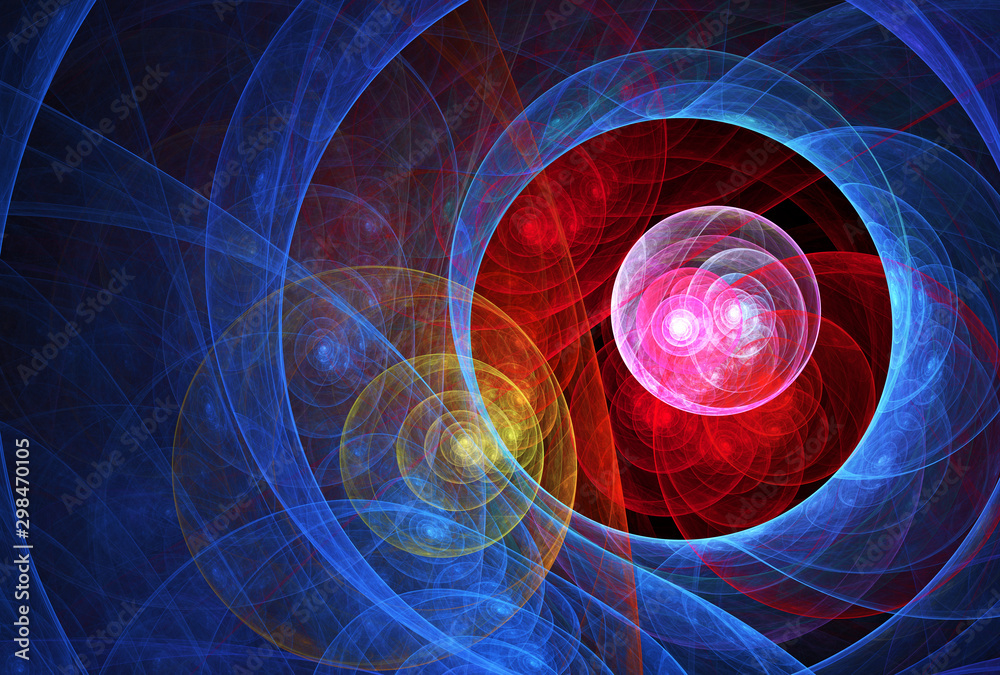 Poster abstract color dynamic background with lighting effect. fractal ball. fractal art