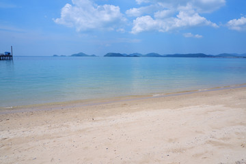 Fototapeta na wymiar blue sky sea sand beach in summer
