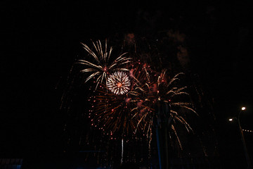 beautiful fireworks   light up the sky, New Year celebration fireworks