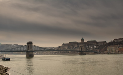 sunset on the river of bydapest