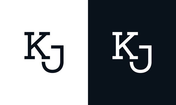 Minimalist line art letter KJ logo. This logo icon incorporate with two letter in the creative way.