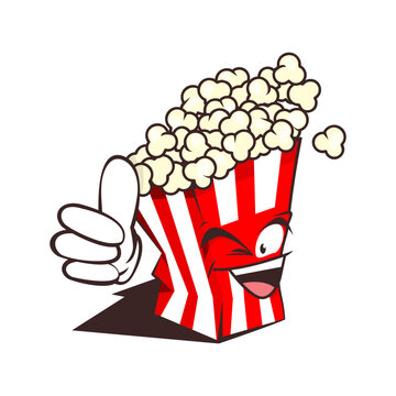 cute popcorn cartoon mascot character vector illustration design