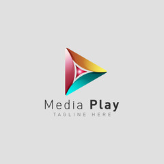 Vector play logo. Video application icon design template. Geometric collection. Material design. Play icon. Music and video player logo elements