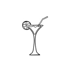 doodle Cocktail vector icon with handdrawn cartoon style
