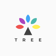 Colorful and simple tree illustration for logo template design.