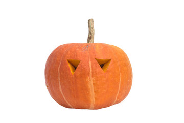 Beautiful orange pumkin wiht eyes isolated on the white