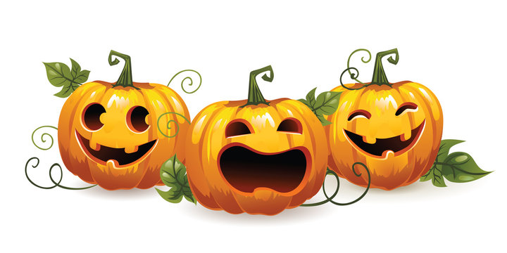 Halloween pumpkins. The main symbol of the Happy Halloween holiday. Horizontal banner for Halloween.