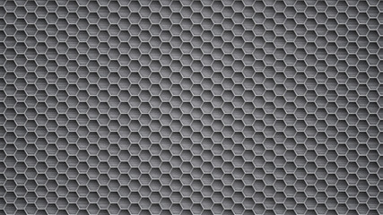 Abstract metal background with hexagonal holes in gray colors