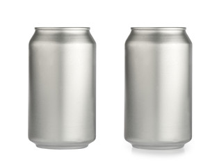 metal aluminum beverage drink can isolated on white background clipping path. photography