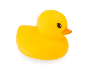 bath yellow rubber duck isolated white background clipping path
