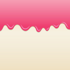 Flowing strawberry jam on milk cream vector.