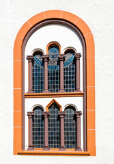 Fototapeta na wymiar Templer house one of the oldest houses in Boppard 1234. Facades detail window.UNESCO World Heritage, Mittelrheintal valley, Rhineland-Palatinate, Germany, Europe
