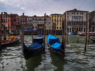 Venice City shape with traditional gondola in front