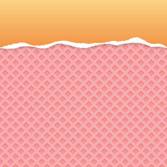 Wafer pattern ripped paper vector with yellow background.