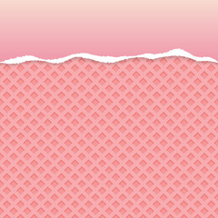 Wafer pattern ripped paper vector with pink background.