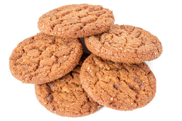 Chocolate chip cookie isolated on white background, Biscuits homemade pastry.