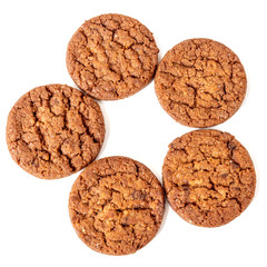 Chocolate chip cookie isolated on white background, Biscuits homemade pastry.