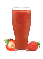 glass of juice with strawberry
