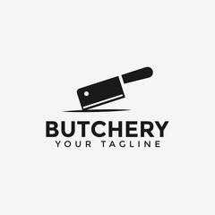 Butcher Shop, Cleaver Knife Logo Design Template