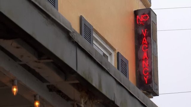 CREEPY NO VACANCY SIGN UP ON HOTEL
