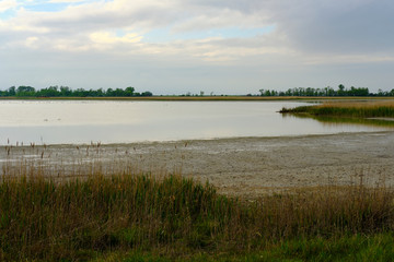 Unwetter über der Langen Lacke und der Wörthenlacke bei Apetlon im Nationalpark Neusiedler See, Burgenland, Österreich