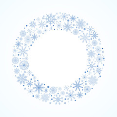Snowflake circle frame. Winter holiday border. - 298482317