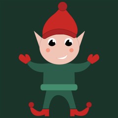 Elf on green background 