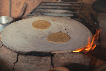 Tortilla made on woodfired plate