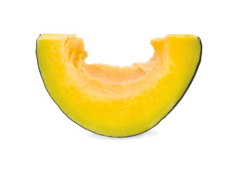 Slice of pumpkin isolated on white background.
