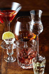 An assortment of alcoholic beverages