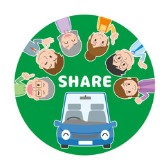 車　乗り物　カーシェア　カーシェアリング　人物