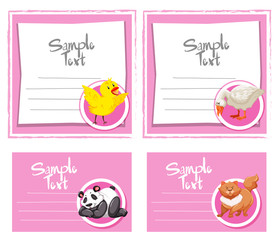 Card template with cute animals