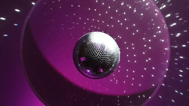 Disco Ball, view from below, from the disco ball beams, stage light, mirror ball