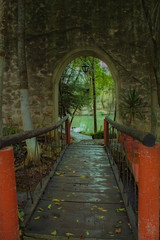 Fototapeta na wymiar Puerta de piedra con puente